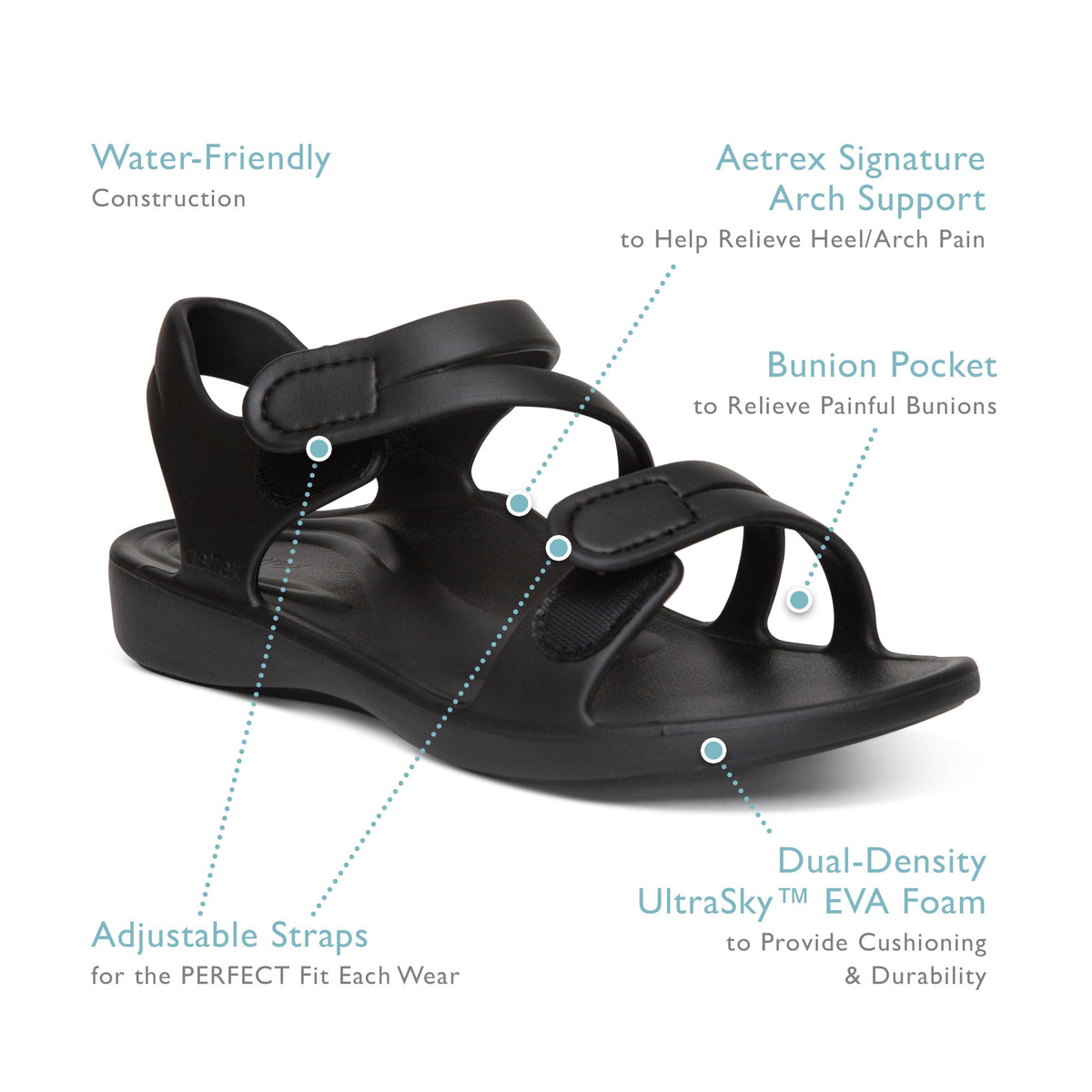Aetrex Jillian Sport Sandal - Shimmer Grey