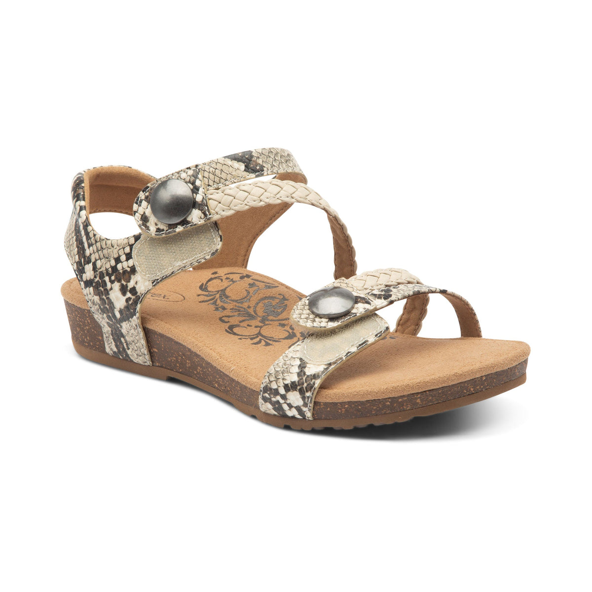 Aetrex Jillian Braided Quarter Strap Sandal - Snake