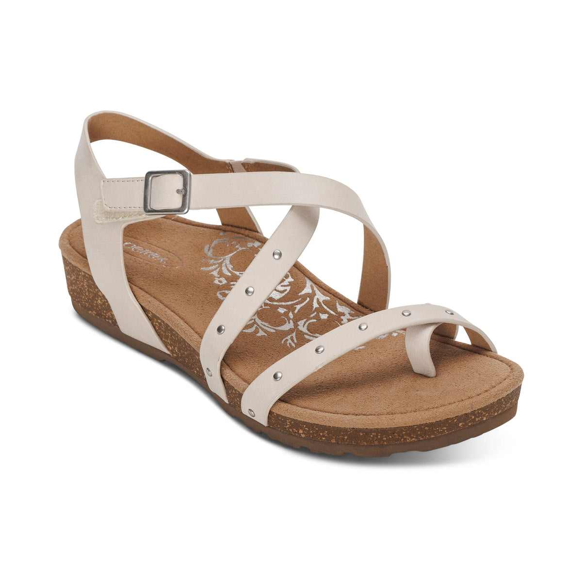 Aetrex Lauren Quarter Strap Sandal - Ivory
