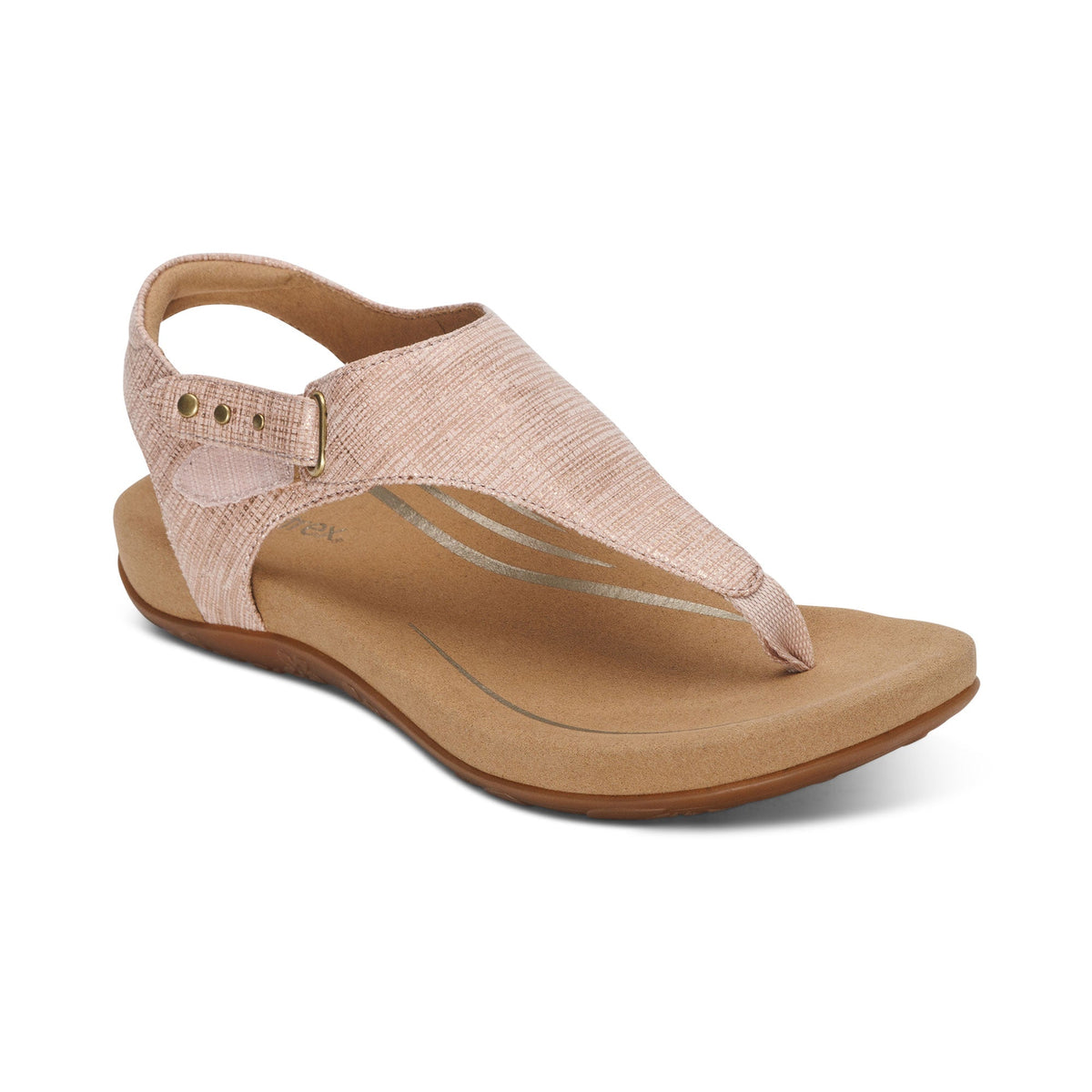 Aetrex Ellie Adjustable Quarter Strap Thong Sandal - Blush