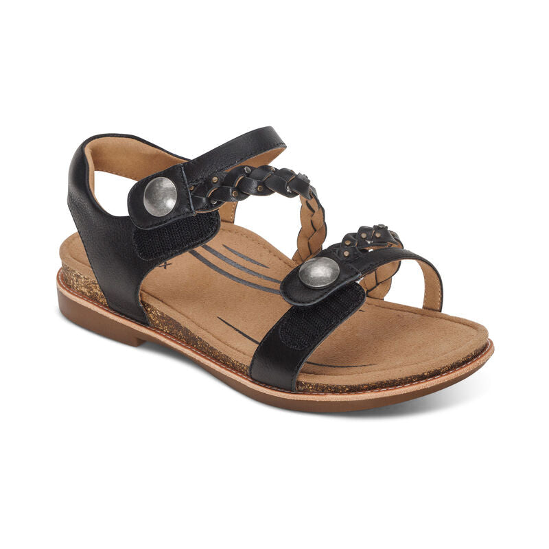 Aetrex Jenn Quarter Strap Sandal - Black