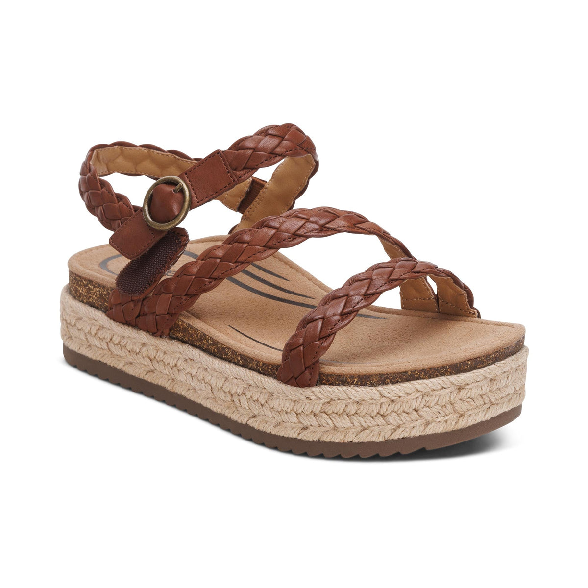 Aetrex Julia Arch Support Platform Sandal - Walnut