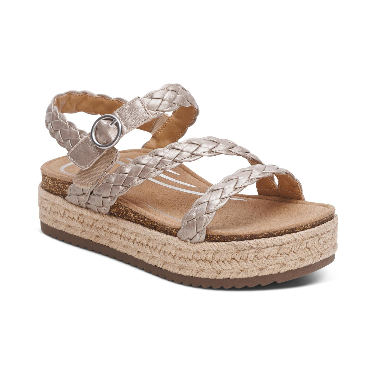 Aetrex Julia Arch Support Platform Sandal - Platinum