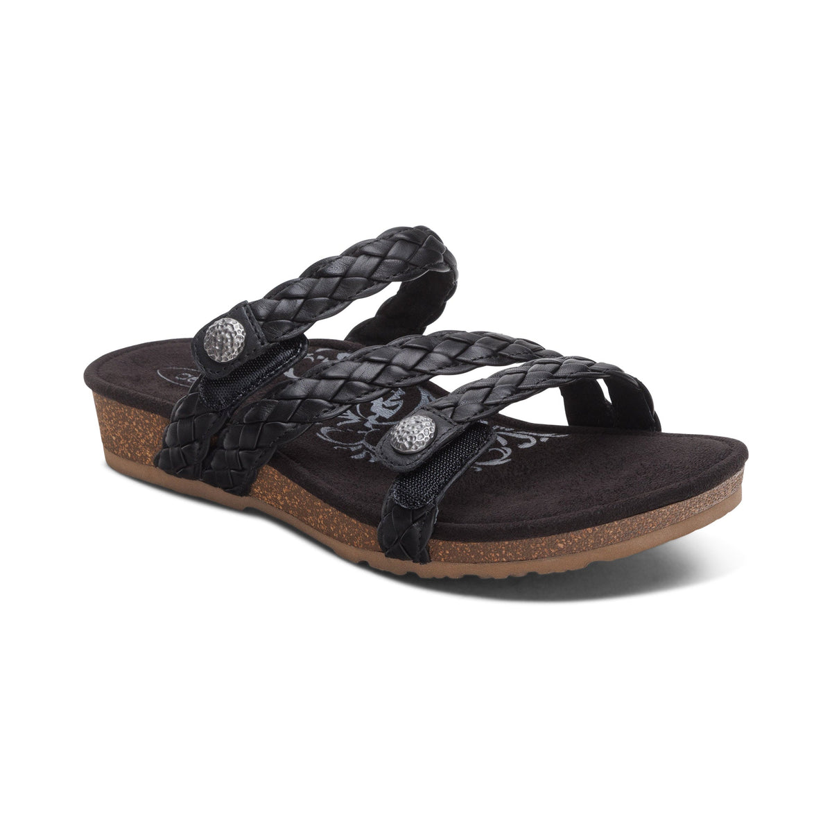 Aetrex Josie Braided Slide - Black