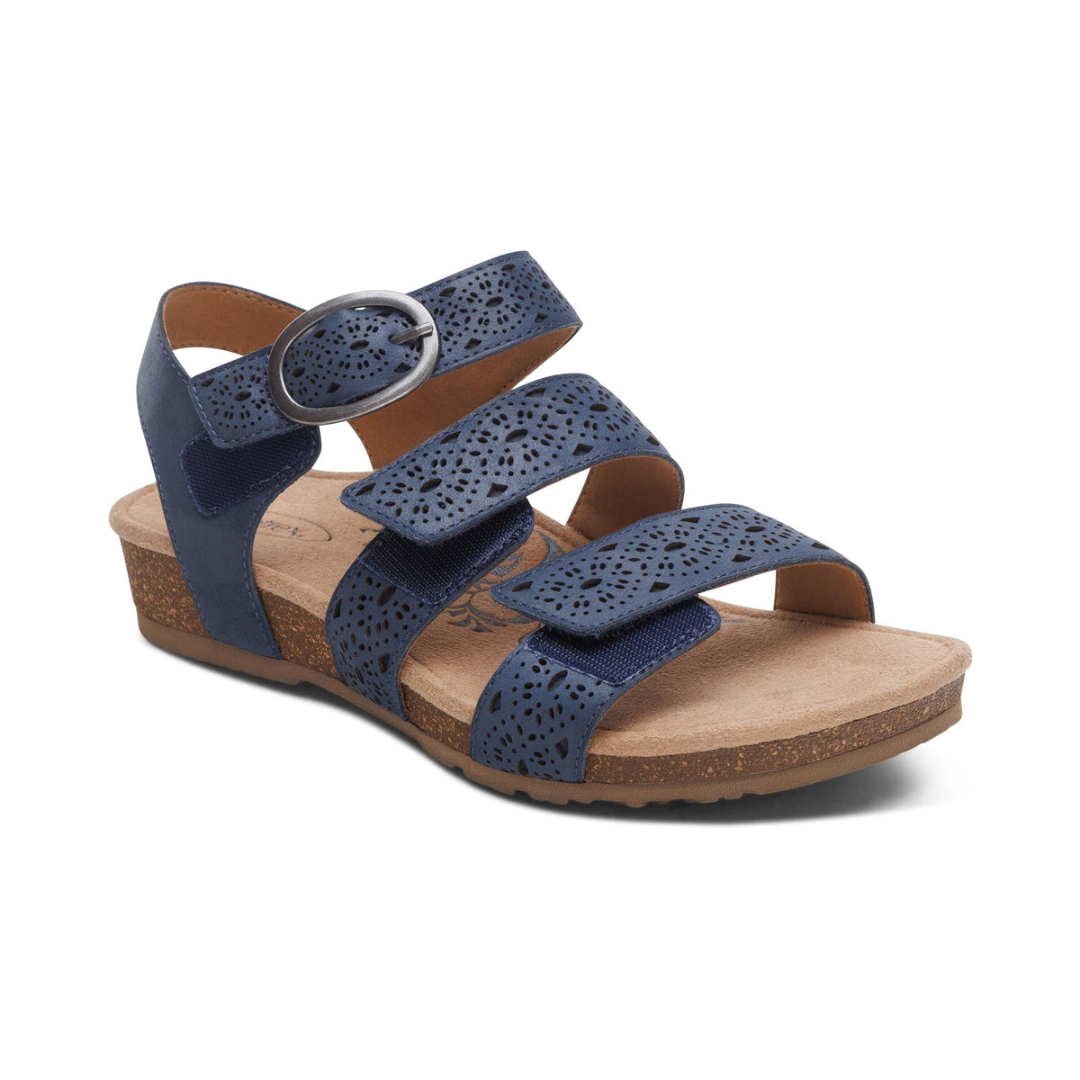 Aetrex Lilly Adjustable Quarter Strap Sandal - Navy Cutout