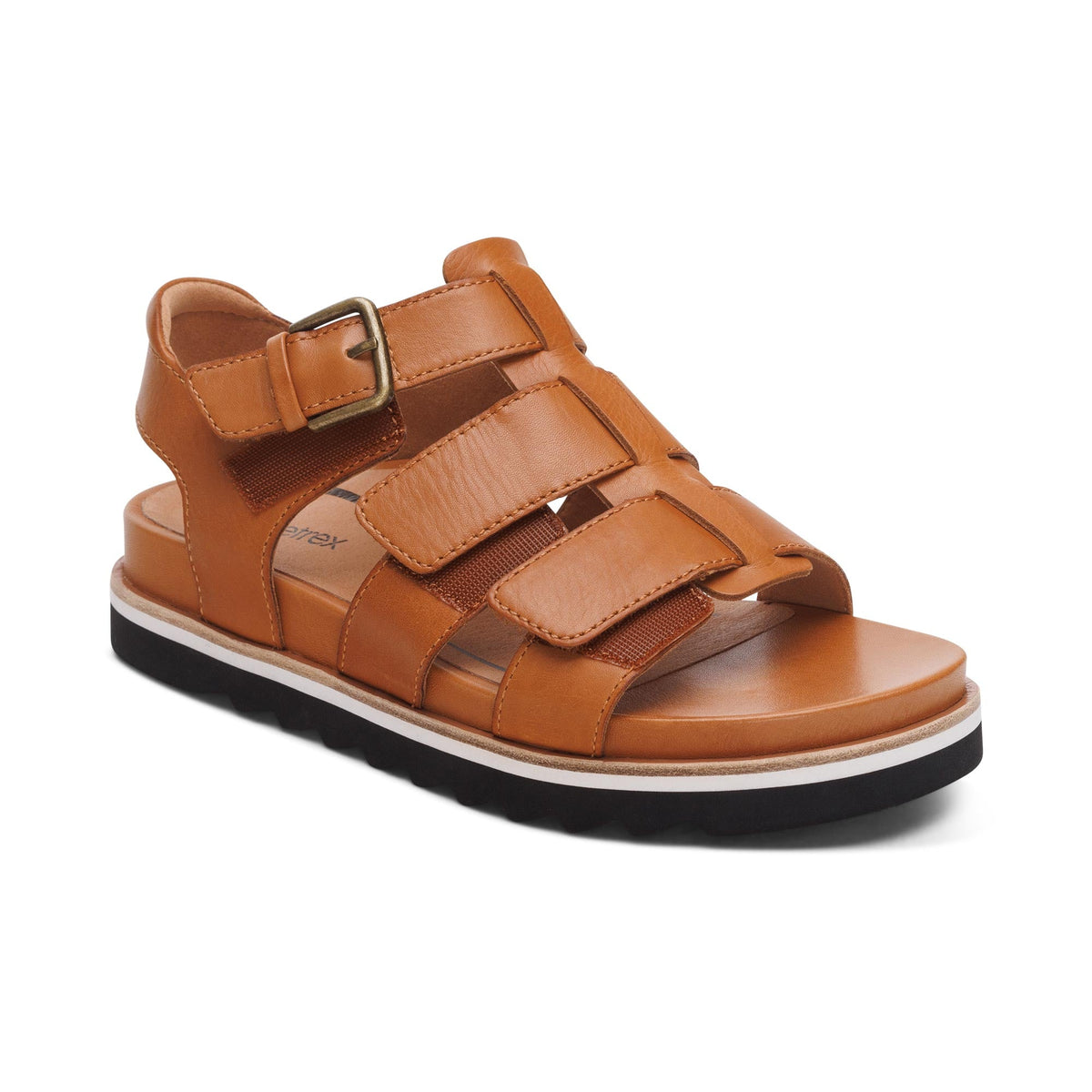 Aetrex Romy Quarter Strap Cork Flat Sandal - Ginger