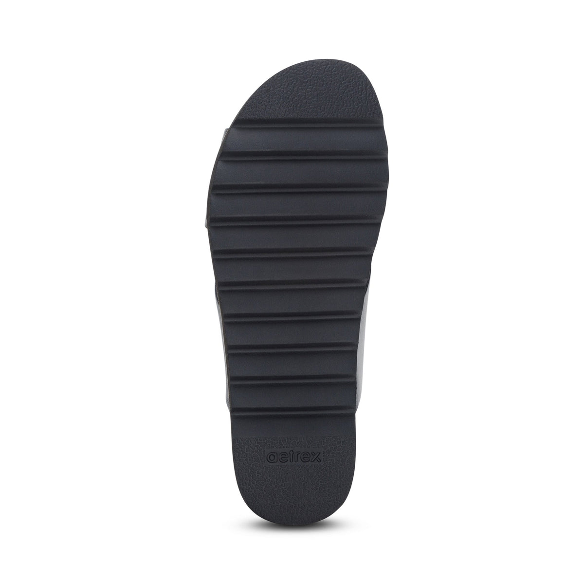 Aetrex Thea Back Strap Cork Flat Sandal - Black