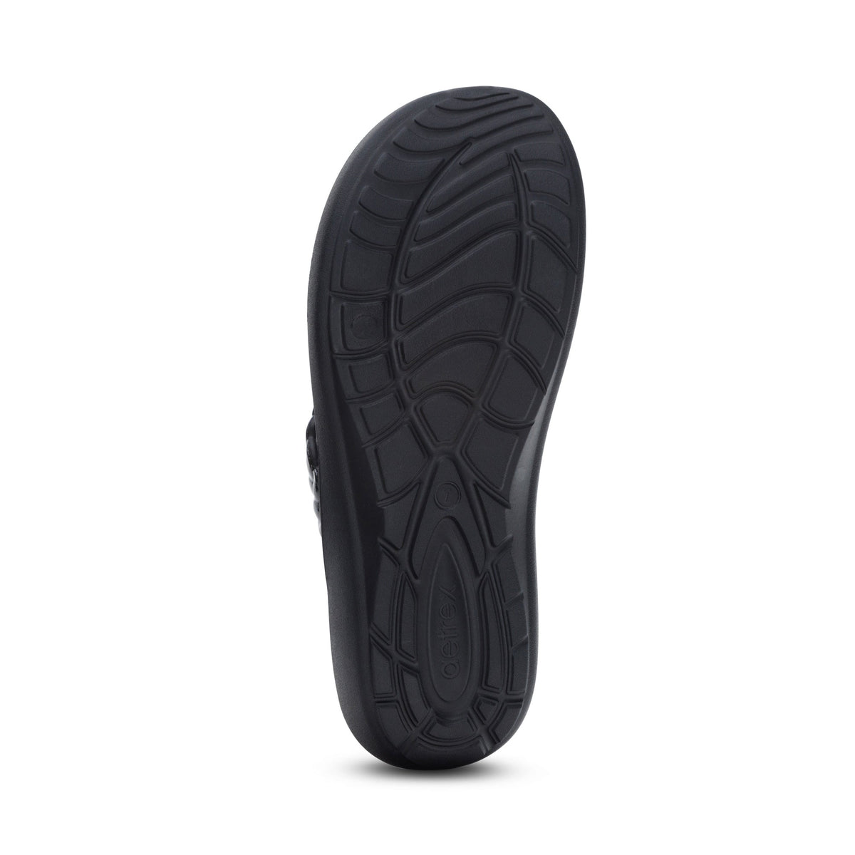 Aetrex Vicki Braided Thong Sandal - Black Gloss