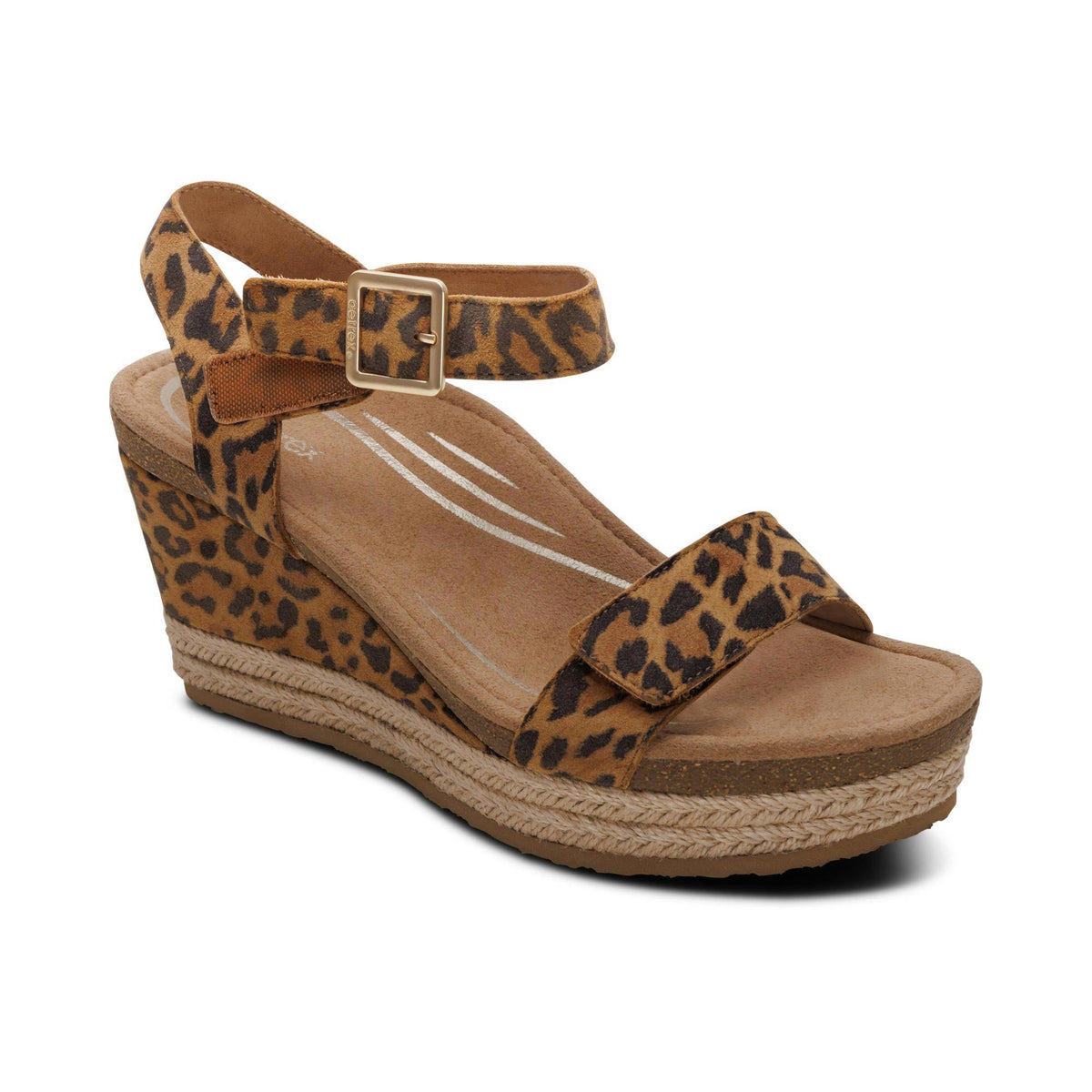 Aetrex Sydney Quarter Strap Espadrille Wedge - Leopard