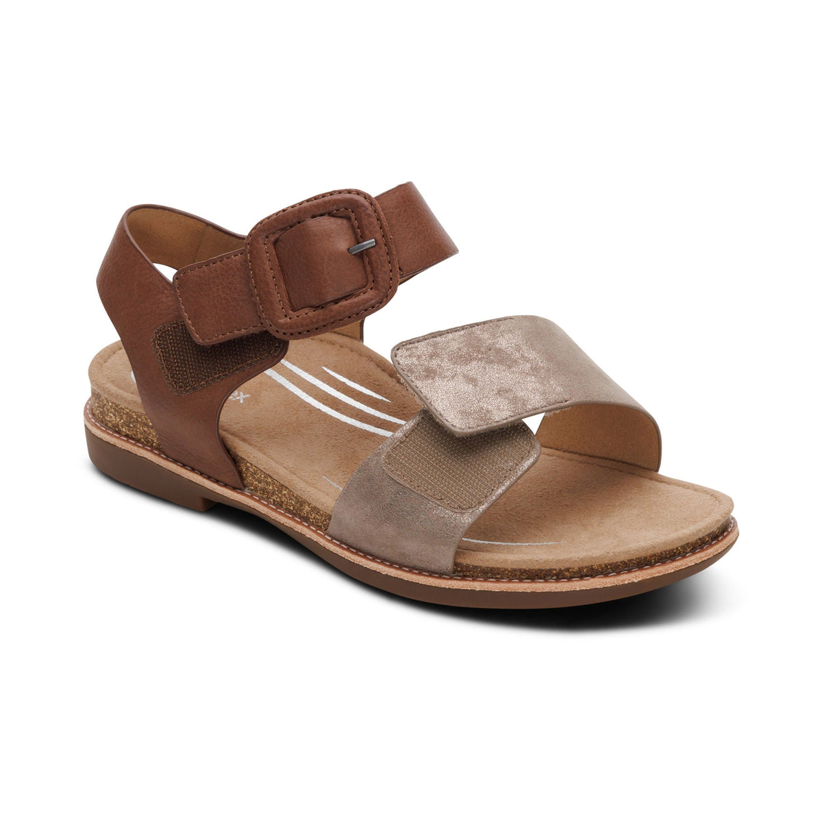 Aetrex Claire Quarter Strap Sandal - Taupe Multi