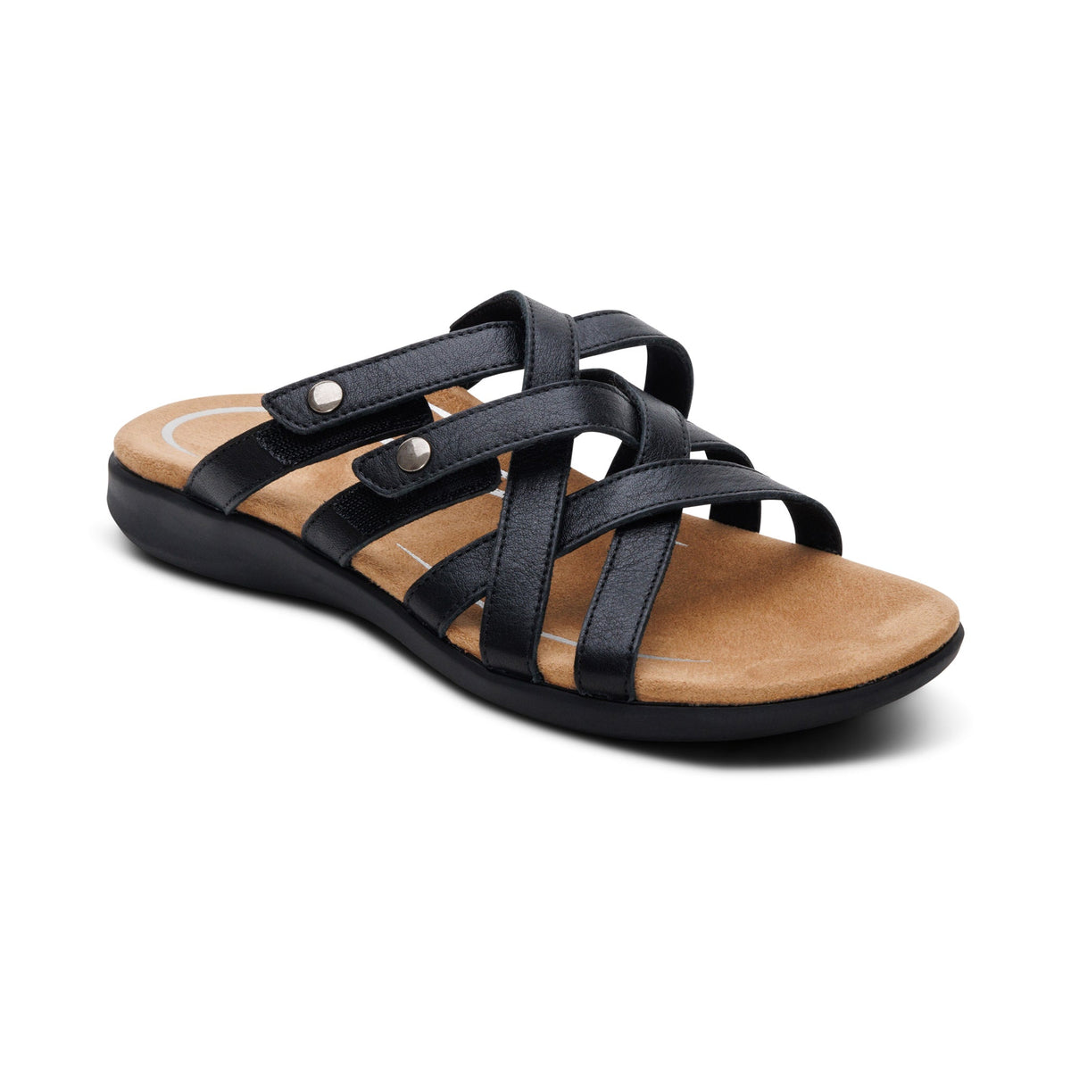 Aetrex Kasey Adjustable Slide Sandal - Black