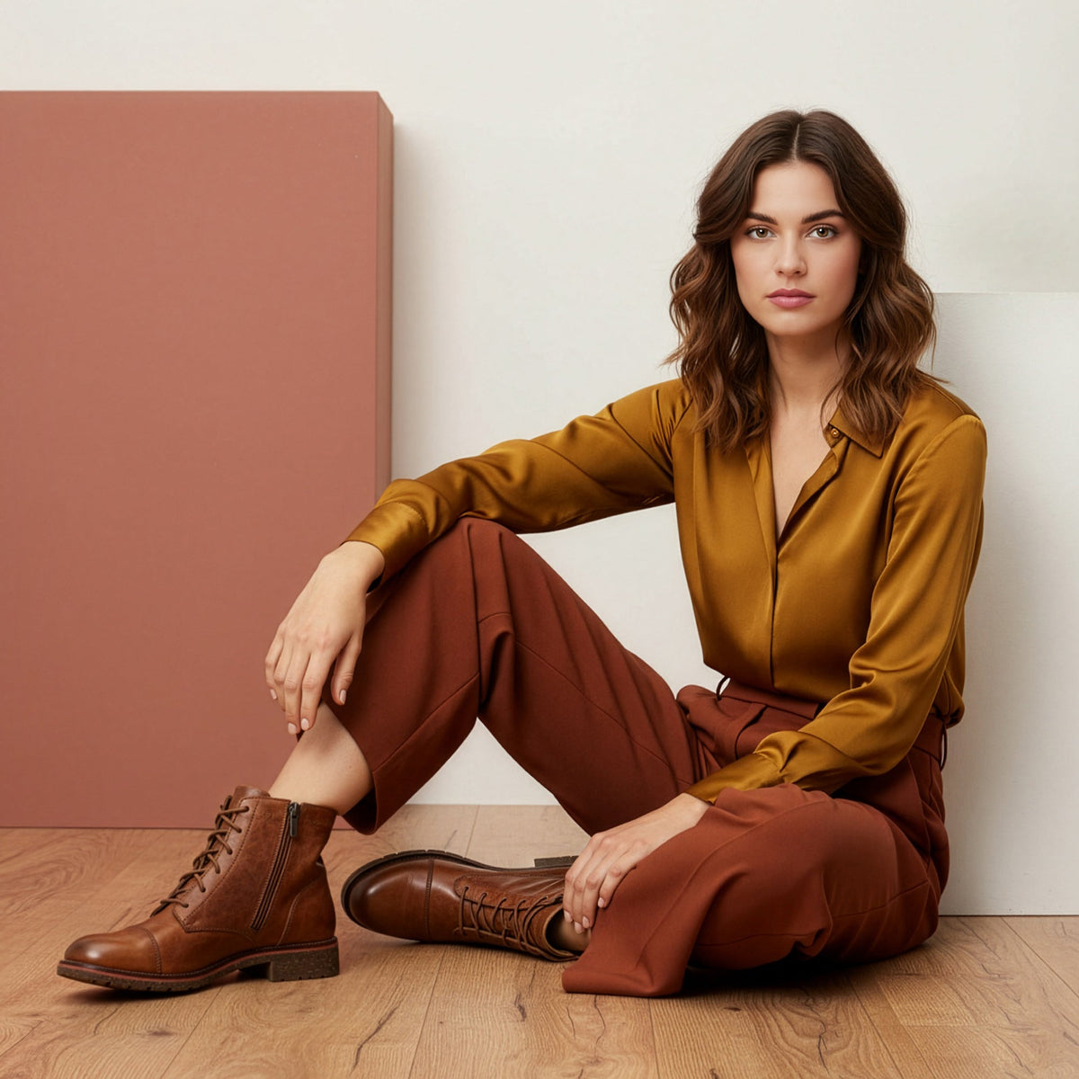 Aetrex Juliet Lace-Up Boot - Cognac