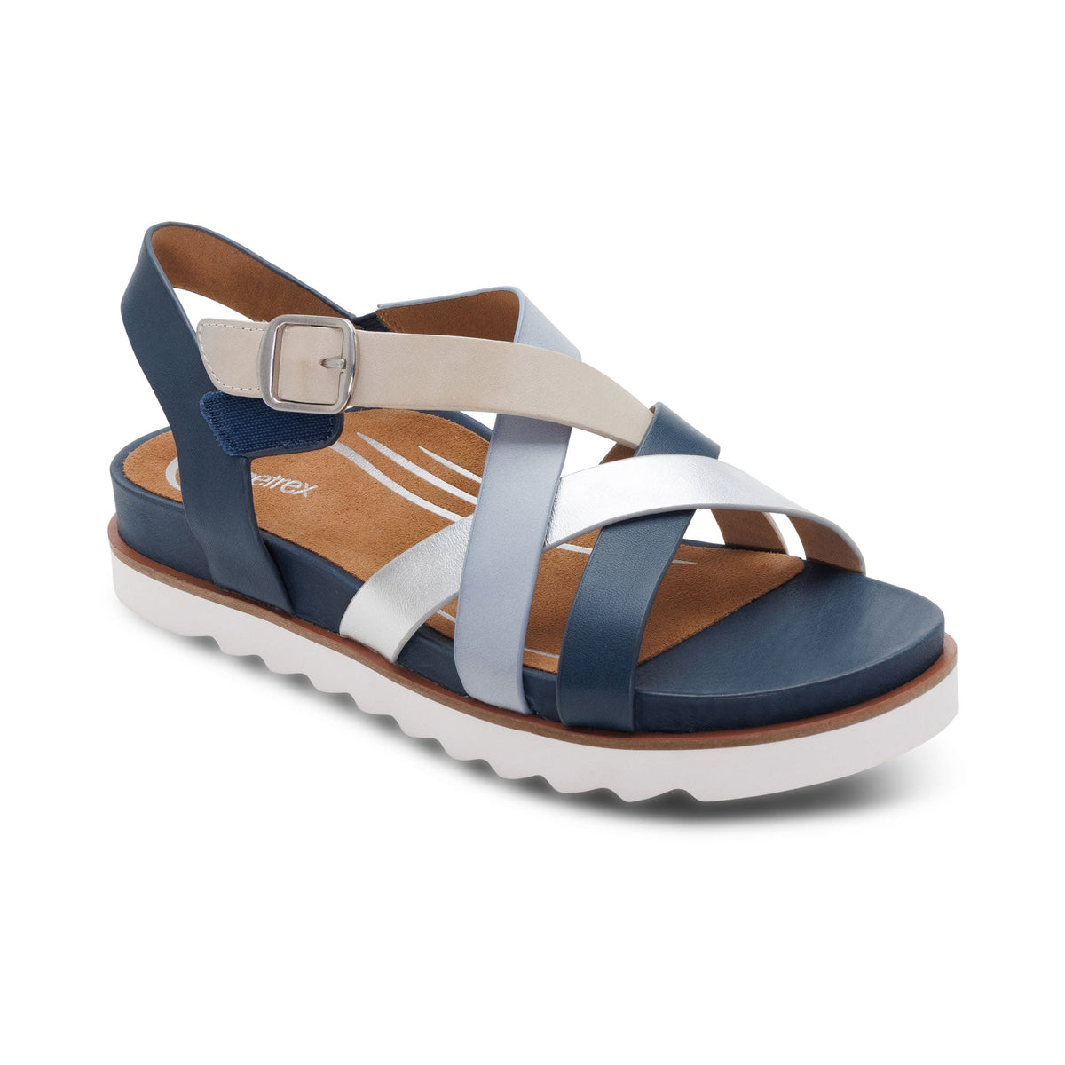 Aetrex Carmen Cross Band Adjustable Sandal - Navy Multi