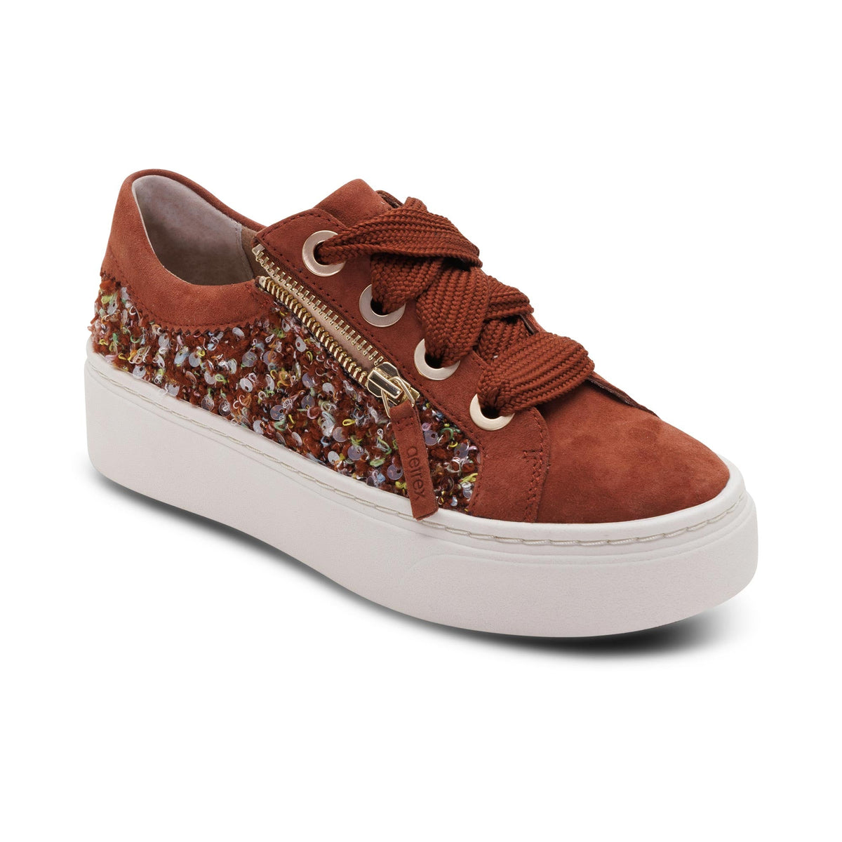 Aetrex Aubrey Arch Support Platform Sneaker - Russet Knit