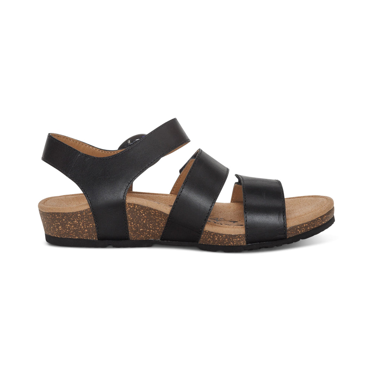 Aetrex Lilly Adjustable Quarter Strap Sandal - Black