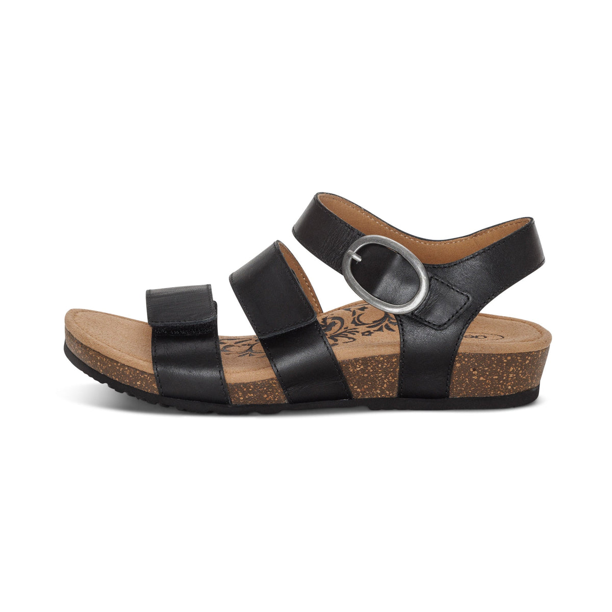 Aetrex Lilly Adjustable Quarter Strap Sandal - Black