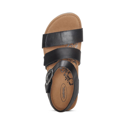 Aetrex Lilly Adjustable Quarter Strap Sandal - Black