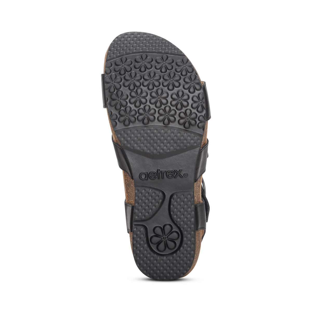 Aetrex Lilly Adjustable Quarter Strap Sandal - Black