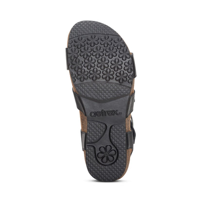 Aetrex Lilly Adjustable Quarter Strap Sandal - Black