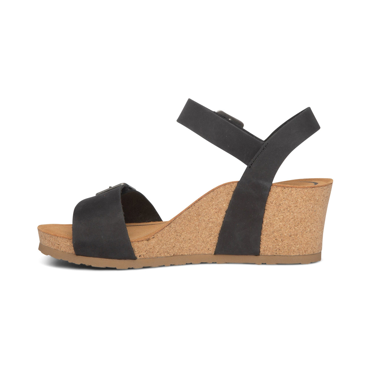 Aetrex Lexa Quarter Strap Wedge - Black