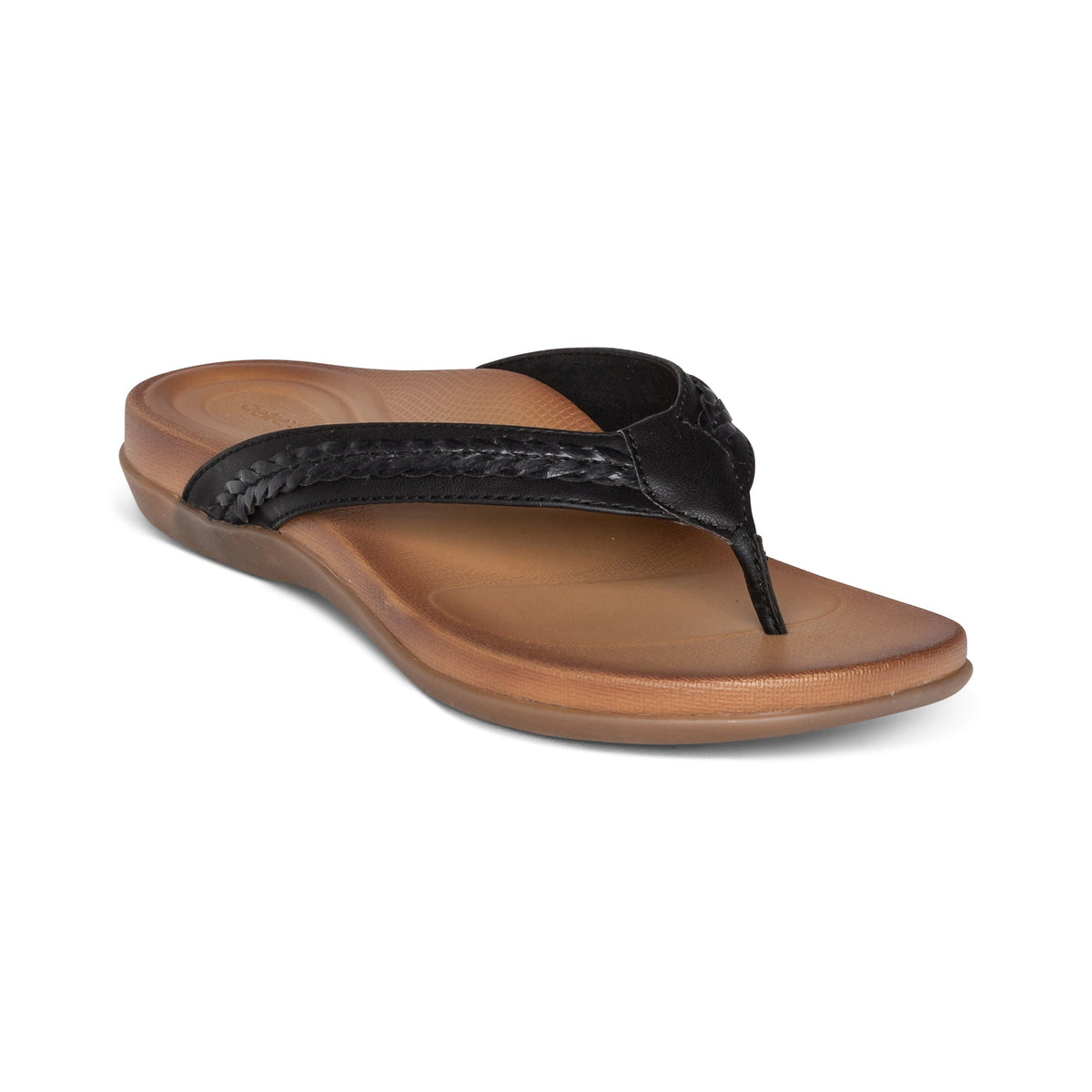 Aetrex Emmy Braided Thong Sandal - Black