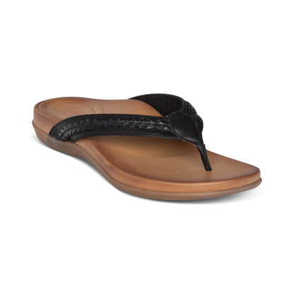Aetrex Emmy Braided Thong Sandal - Black
