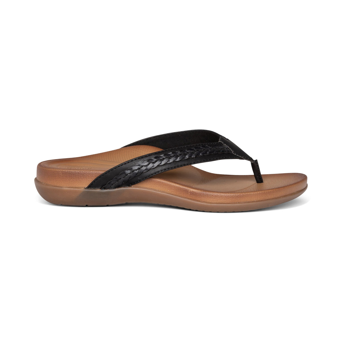 Aetrex Emmy Braided Thong Sandal - Black