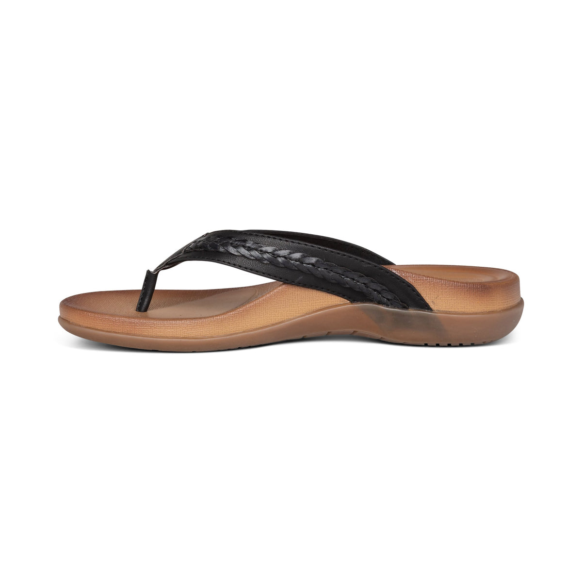 Aetrex Emmy Braided Thong Sandal - Black