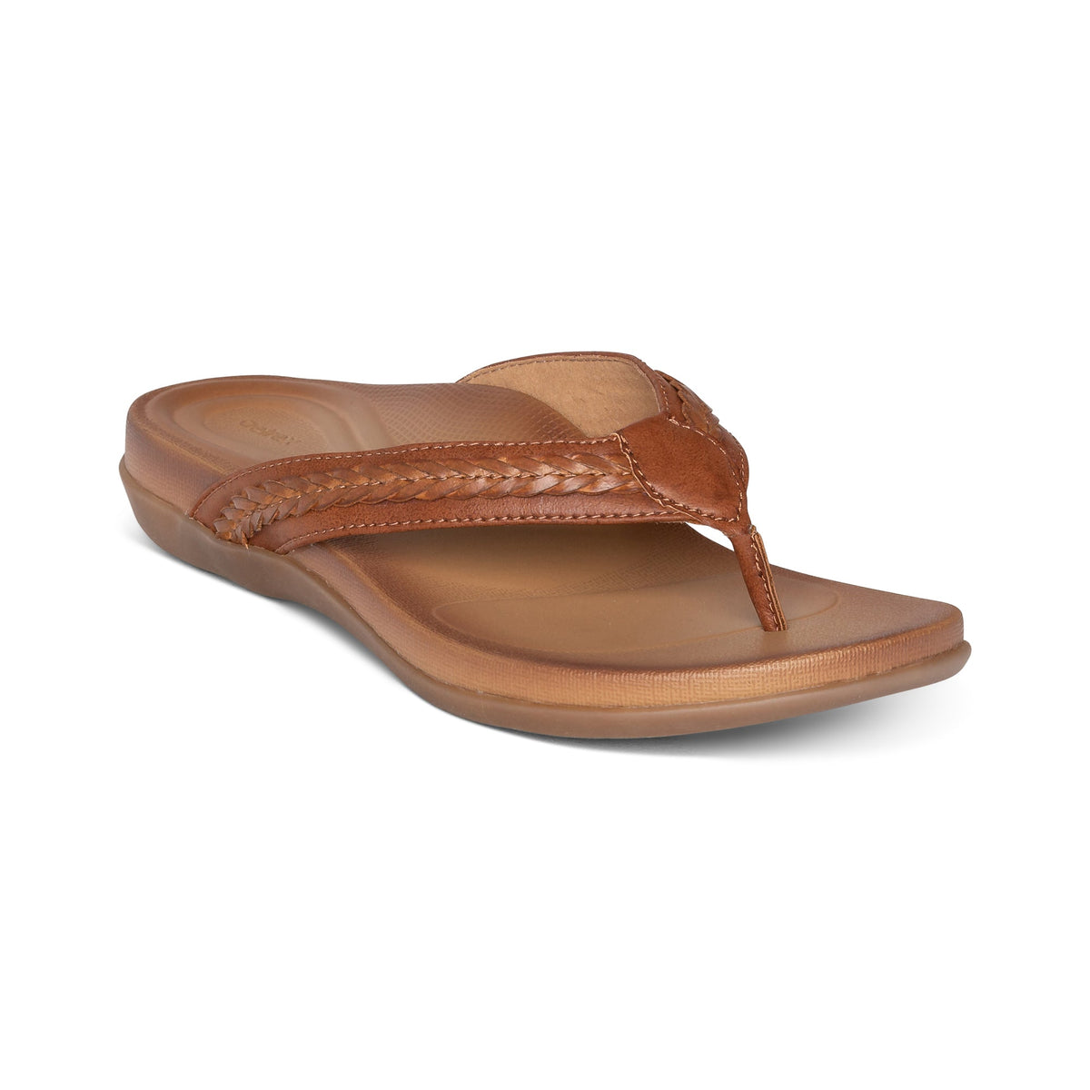 Aetrex Emmy Braided Thong Sandal - Brown