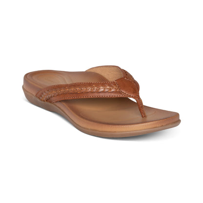 Aetrex Emmy Braided Thong Sandal - Brown