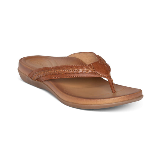 Aetrex Emmy Braided Thong Sandal - Brown