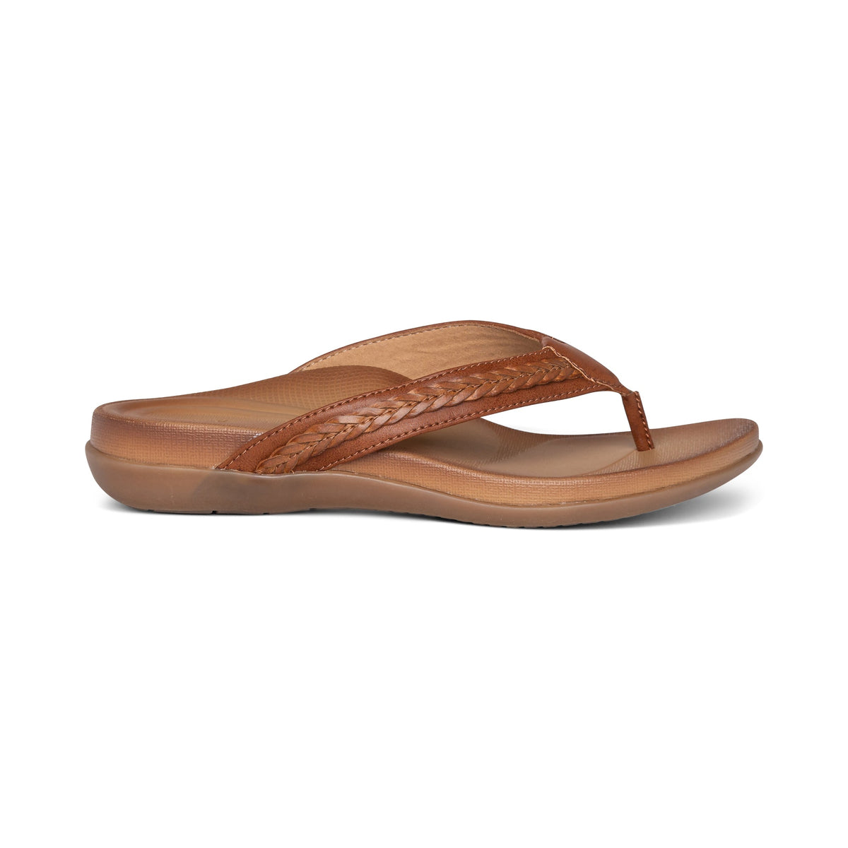 Aetrex Emmy Braided Thong Sandal - Brown