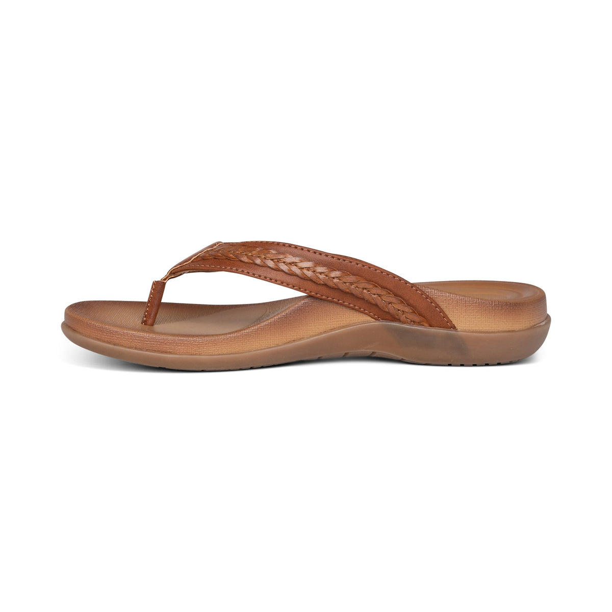 Aetrex Emmy Braided Thong Sandal - Brown