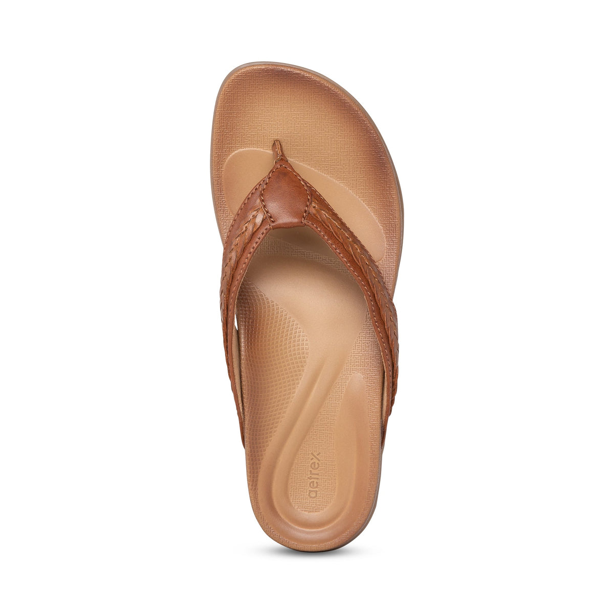Aetrex Emmy Braided Thong Sandal - Brown