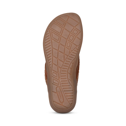 Aetrex Emmy Braided Thong Sandal - Brown