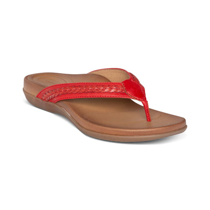 Aetrex Emmy Braided Thong Sandal - Red