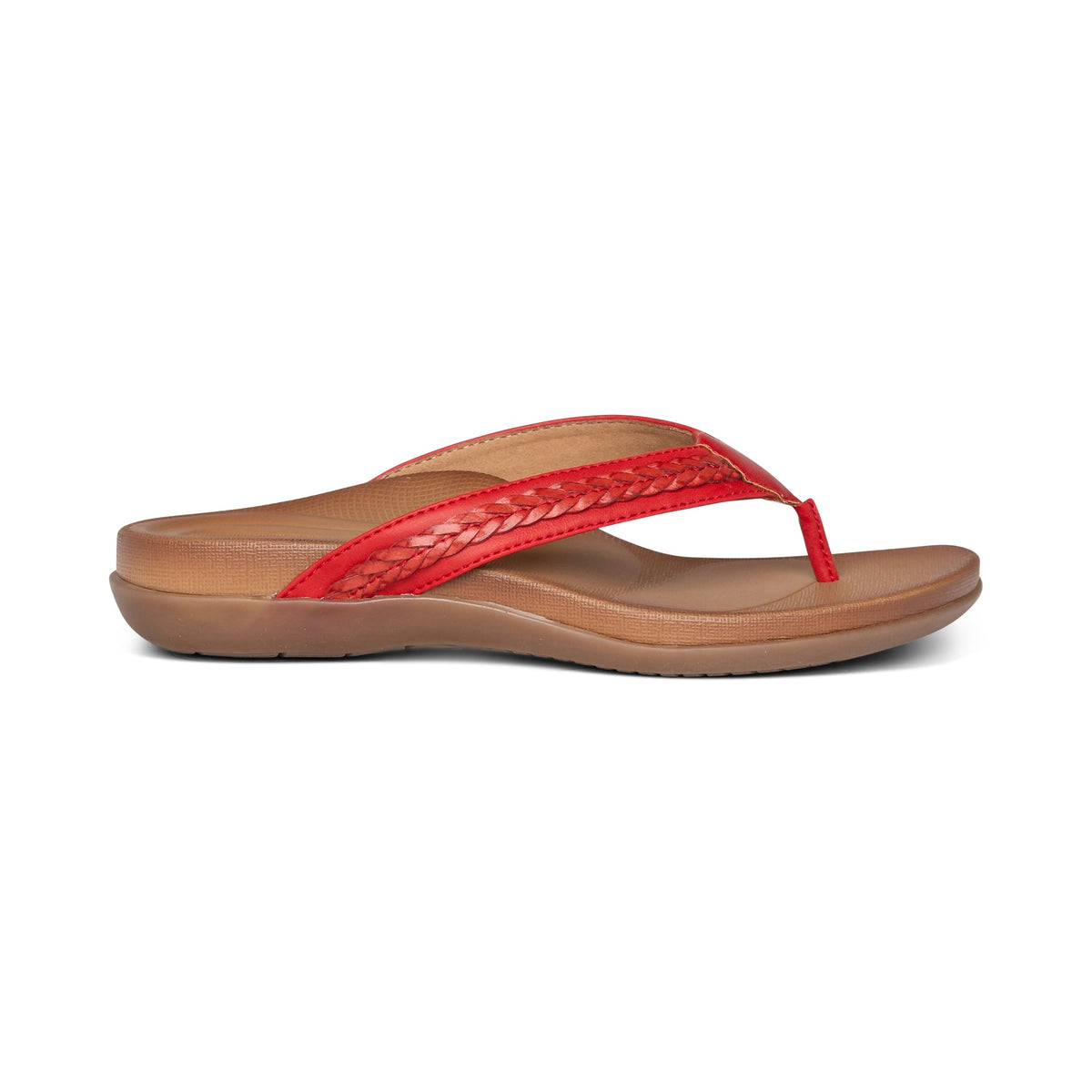 Aetrex Emmy Braided Thong Sandal - Red