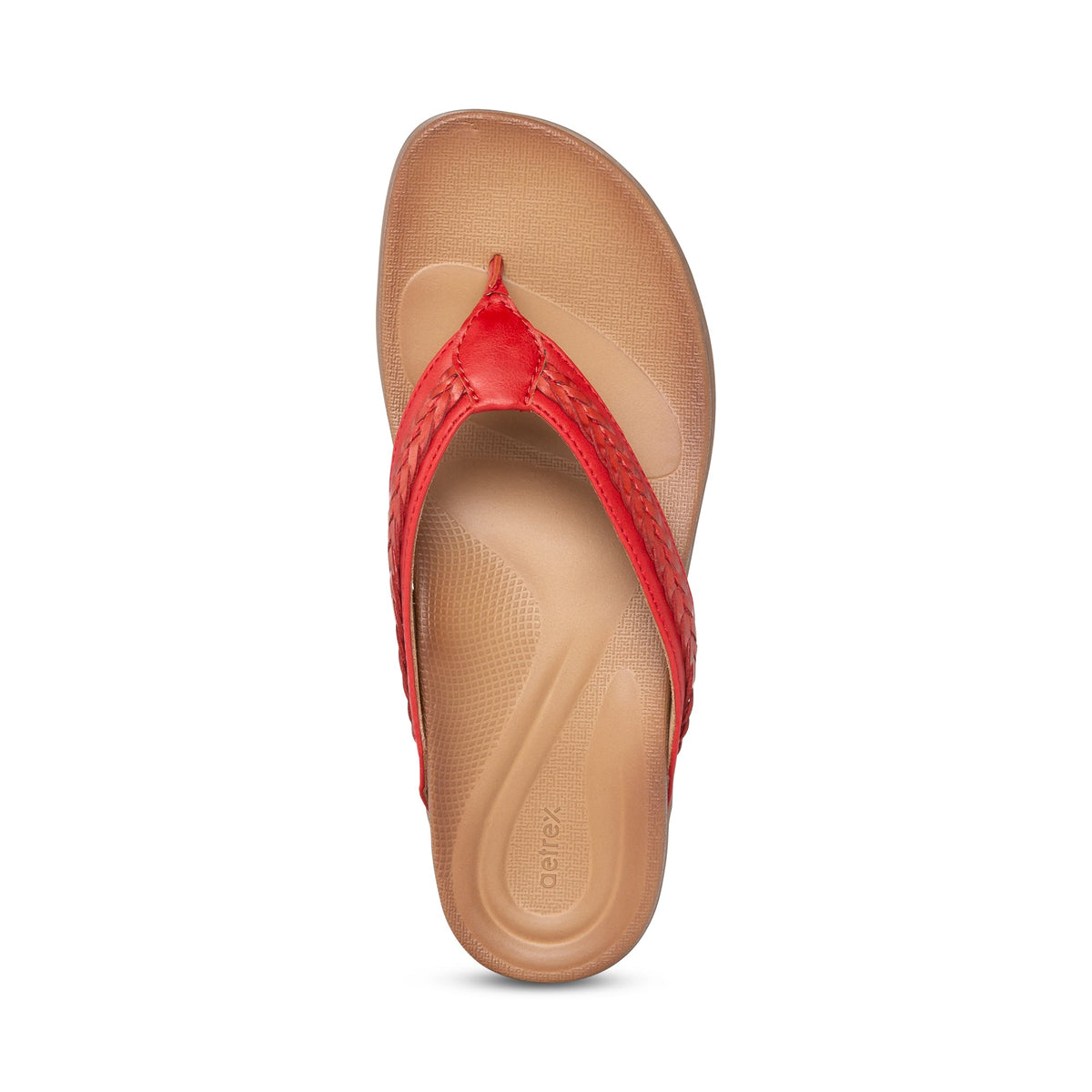 Aetrex Emmy Braided Thong Sandal - Red