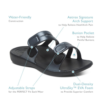 Aetrex Janey Sport Slide - Pewter