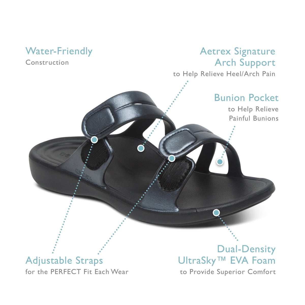 Aetrex Janey Sport Slide - Navy