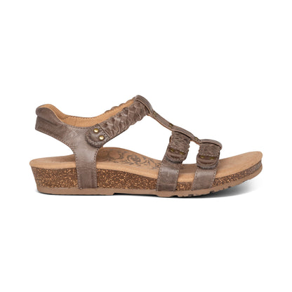 Aetrex Reese Adjustable Gladiator Sandal - Taupe