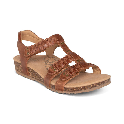 Aetrex Reese Adjustable Gladiator Sandal - Cognac Brown