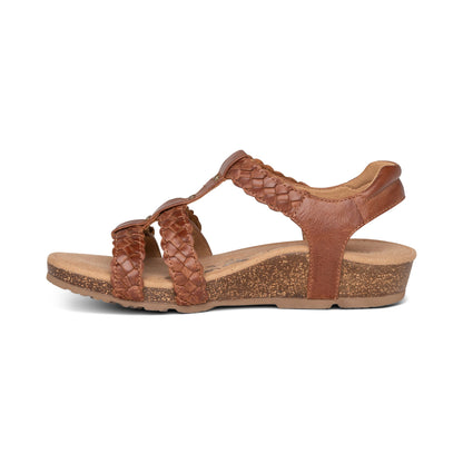 Aetrex Reese Adjustable Gladiator Sandal - Cognac Brown