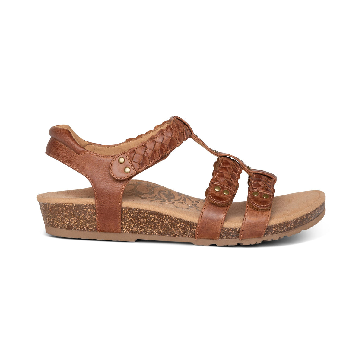 Aetrex Reese Adjustable Gladiator Sandal - Cognac Brown