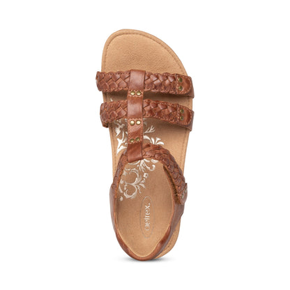 Aetrex Reese Adjustable Gladiator Sandal - Cognac Brown