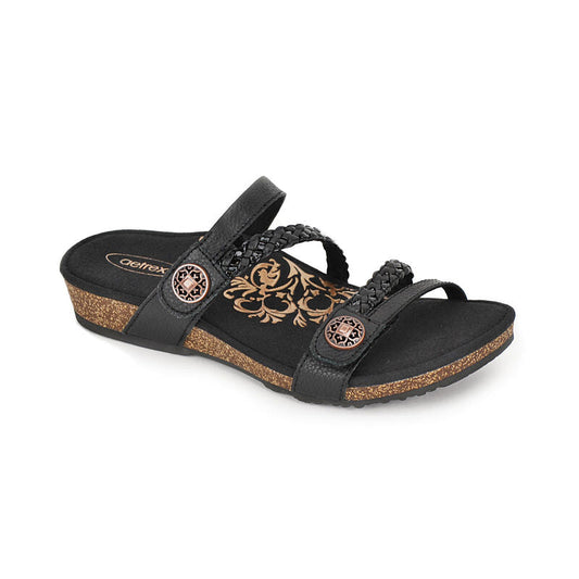 Aetrex Janey Braided Slide - Black
