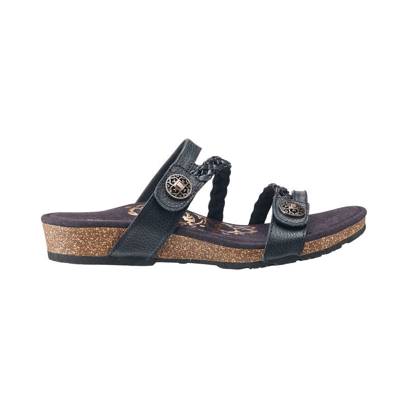 Aetrex Janey Braided Slide - Black