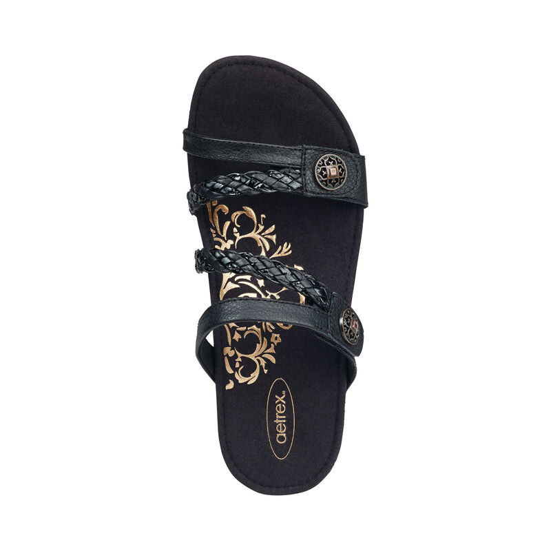 Aetrex Janey Braided Slide - Black