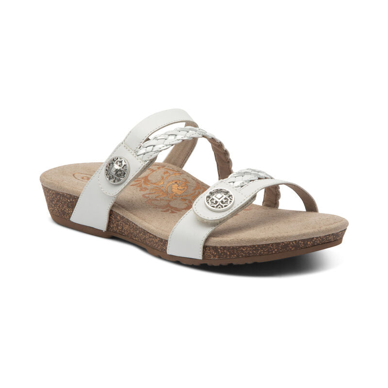 Aetrex Janey Braided Slide - White