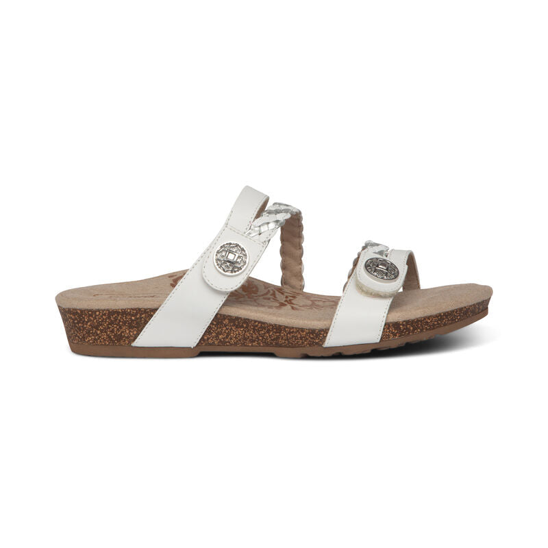 Aetrex Janey Braided Slide - White